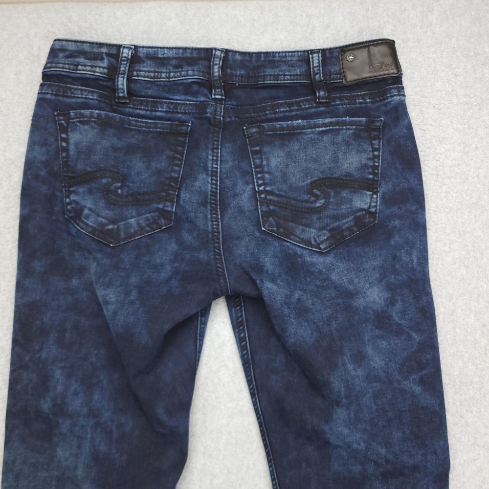 Silver Jeans Tuesday Mid Skinny Jeans Womens‎ 31x31 Dark Wash Distressed Denim - Picture 7 of 14